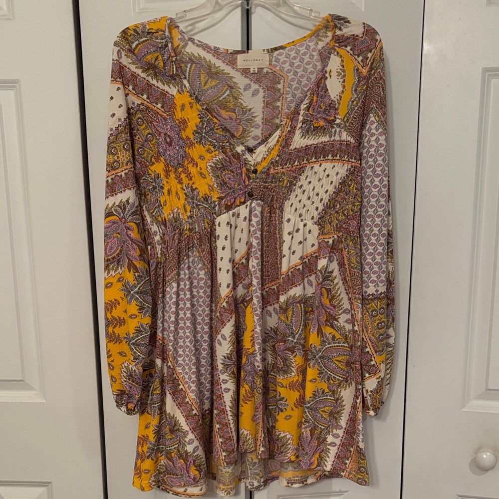 MELLODAY Multicolor Paisley Tunic/Peasant Top